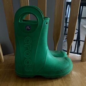 CROCS Kids Vibrant Green Rain Boots